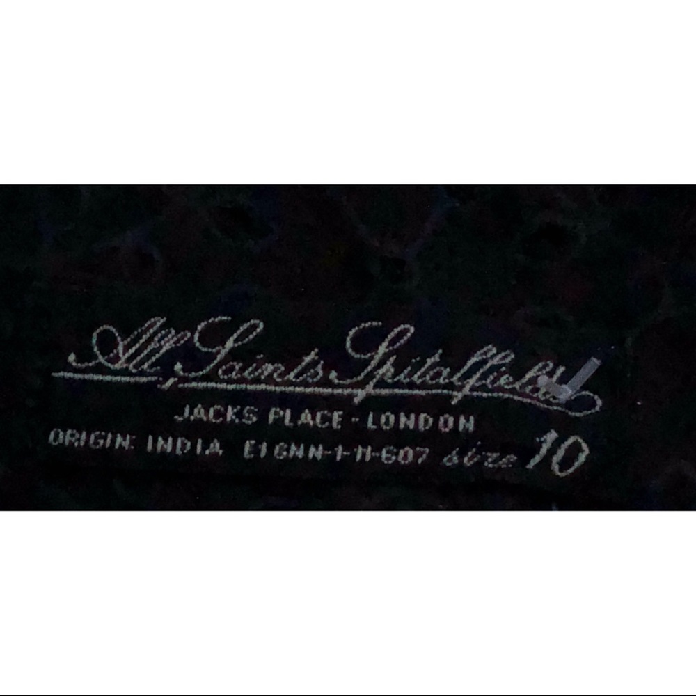 All Saints black cowl neck eyelet mini dress S - Picture 8 of 8